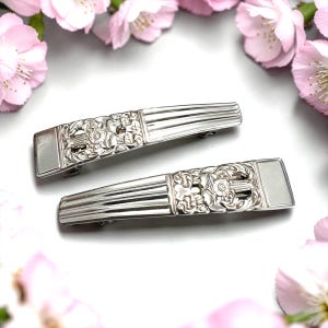Spoon Hair Barrettes - Coronation Silverware French Clip - Set of 2