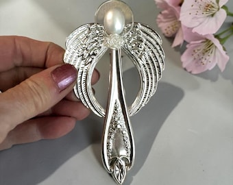 Vintage Spoon Angel Ornament: Handmade Large Angel