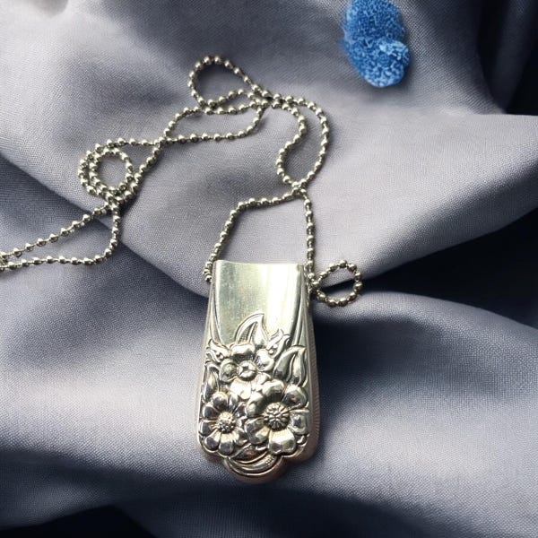 Vintage Silverware Diffuser Necklace: April Knife Handle Aromatherapy Pendant