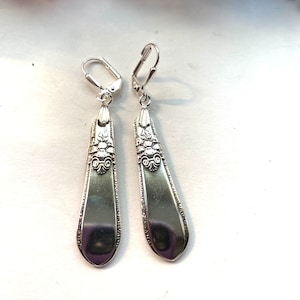 spoon earrings, silverware earrings, spoon jewelry, upcycled earrings, boho earrings, silver earrings, vintage earrings, eco friendly,