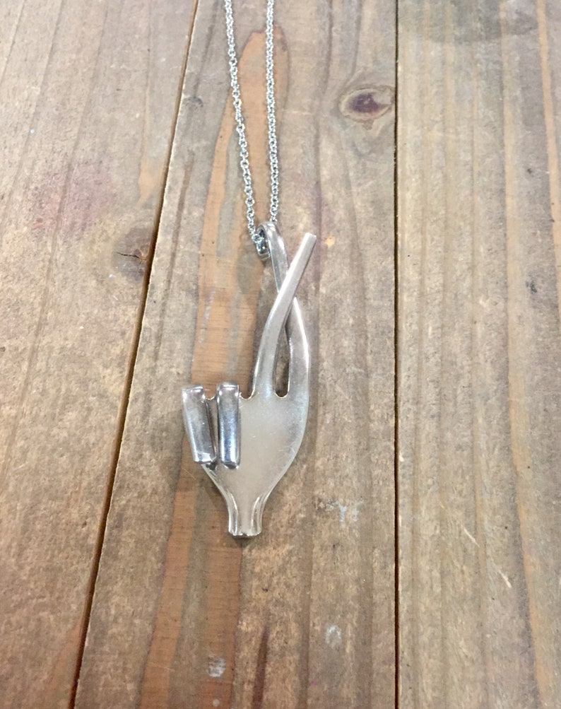Fingers Crossed Fork Pendant Hand Pendant Fork Pendant Good Etsy