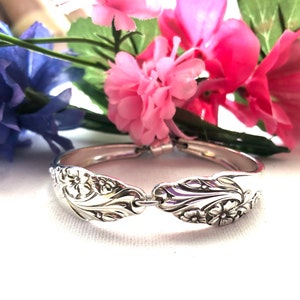 Spoon bracelet, ,Evening Star silverware bracelet, spoon jewelry, silver jewelry, silverware jewelry, Silver bracelet ,1950.  Made in Canada