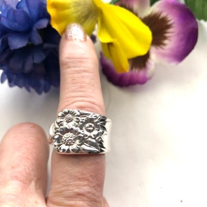 Größe 6 April Löffel Ring, April Silber Ring, Löffel Schmuck, April 1950, April Silberbesteck, Boho Ring, Vintage Ring, Besteck Ring