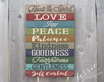 Fruit of the Spirit - Bible Verse Sign - Galatians 5:22-23 - Home Decor - Christian Decor - Scripture - Tessie Made Decor