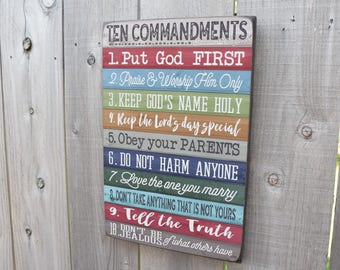 Ten Commandments - 10 Commandments Sign - Exodus 20:3-17 - Bible Verse Sign - Home Decor - Christian Decor - Scripture - Tessie Made Decor