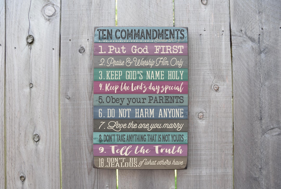 Ten Commandments Sign - Pastel Colors, Christian Decor - Etsy