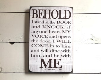 Behold Me Scripture Sign - Revelation 3:20, Bible Verse
