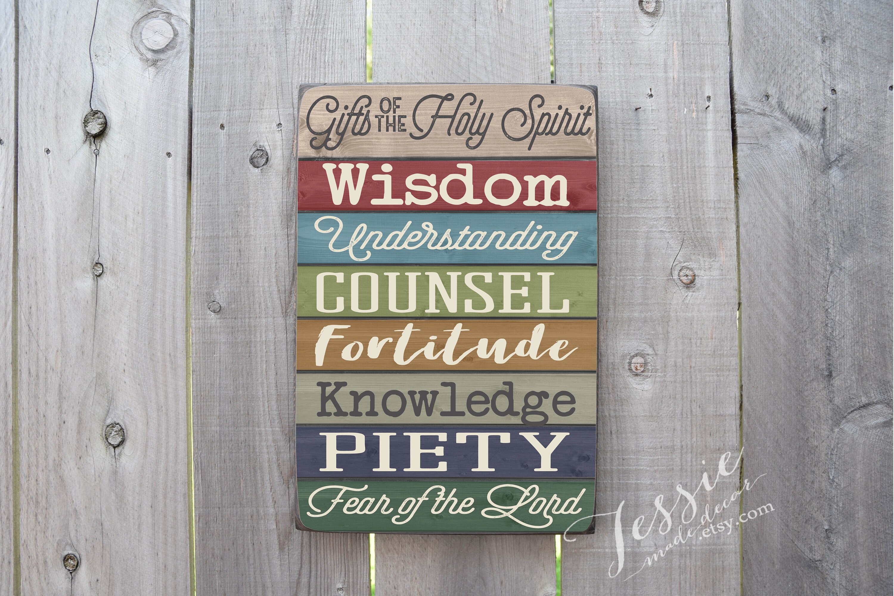 Gifts Of The Holy Spirit Sign Holy Spirit Gifts Catholic Etsy