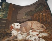 Needlepoint and petit point pillow cover-case Dog and puppies