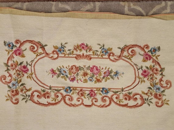 Needlepoint And Petit Point Panel Pillow Piano Bench Cover Etsy