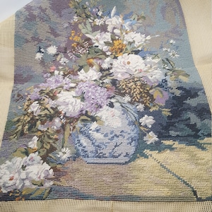 Needlepoint and petit point panel canvas Floral Completed