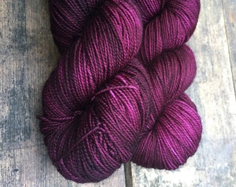 Hand Dyed Yarn. Burgundy.80 Merino/20 Nylon. 400 yds. Sock Weight. Gigi Bonin. Beets