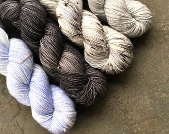 Hand Dyed Yarn. Fingering. Gray. Subtle Sorcery. Gigi Bonin