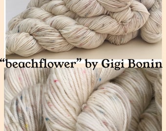 Hand Dyed Yarn. Merino DK. 231 yds. Gigi Bonin. Beachflower