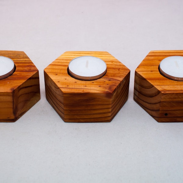 Wood Tea Light Candle Holder Etsy
