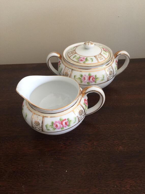 Nippon Sugar and Creamer Set Vintage Handpainted Etsy