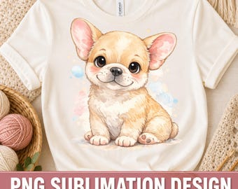 Watercolor Puppy Illustration, Cute Dog Clipart PNG, Sublimation Puppy Art, Pet Owner Gift, Dog Lover Printable Wall Decor
