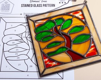 Bonsai Tree Stained Glass Pattern - Advanced Level - Digital Download PDF - A4 & Letter Size