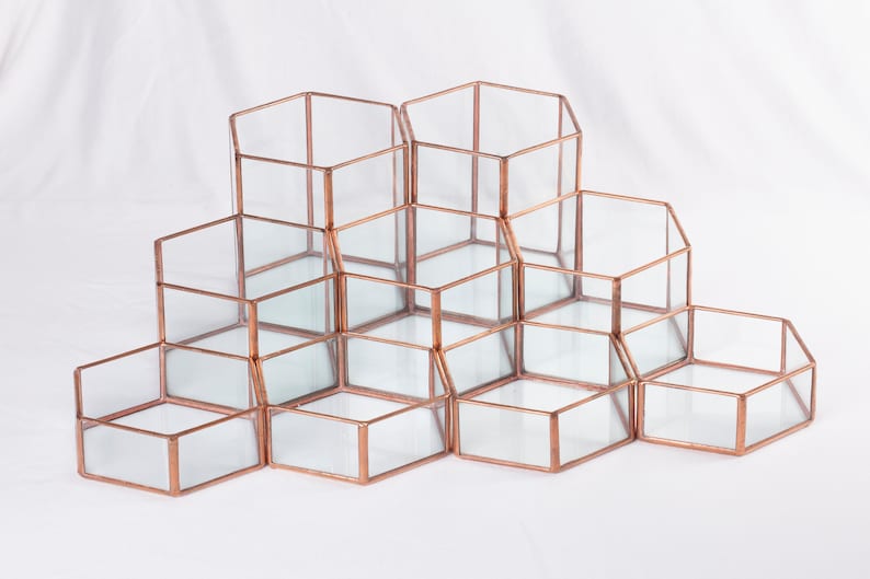 Glass Hexagon Terrariums Modular Table Top Decor Geometric Planter image 5