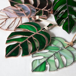 Monstera Leaf Stained Glass Suncatcher - Window Hanging