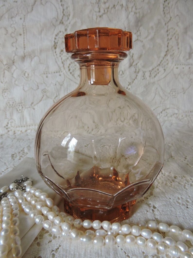 Pink Depression Glass Decanter Elegant 1930s1950s Etsy