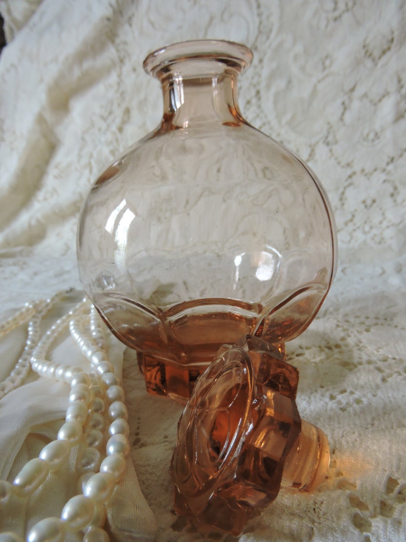 Pink Depression Glass Decanter Elegant 1930s1950s Etsy