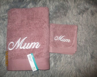 Rose Pink towel and facewasher, personalised towel, kids towel, embroidered towel, wedding, birthday, new born, easter, beach, pool