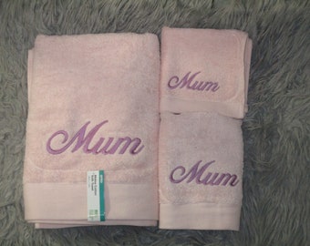 Rose Pink towel, hand towel and facewasher, personalised towel, kids towel, embroidered towel, wedding, birthday, new born, easter