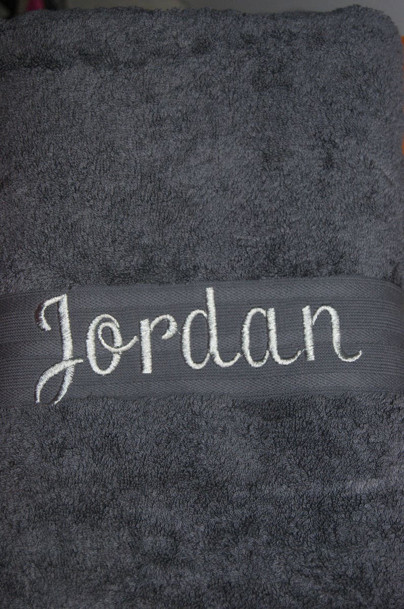 Steel Grey Embroidered bath Towel, personalised towel, kid towel, custom towel, New born Baby gift, personalised gift, wedding gift, easter image 3