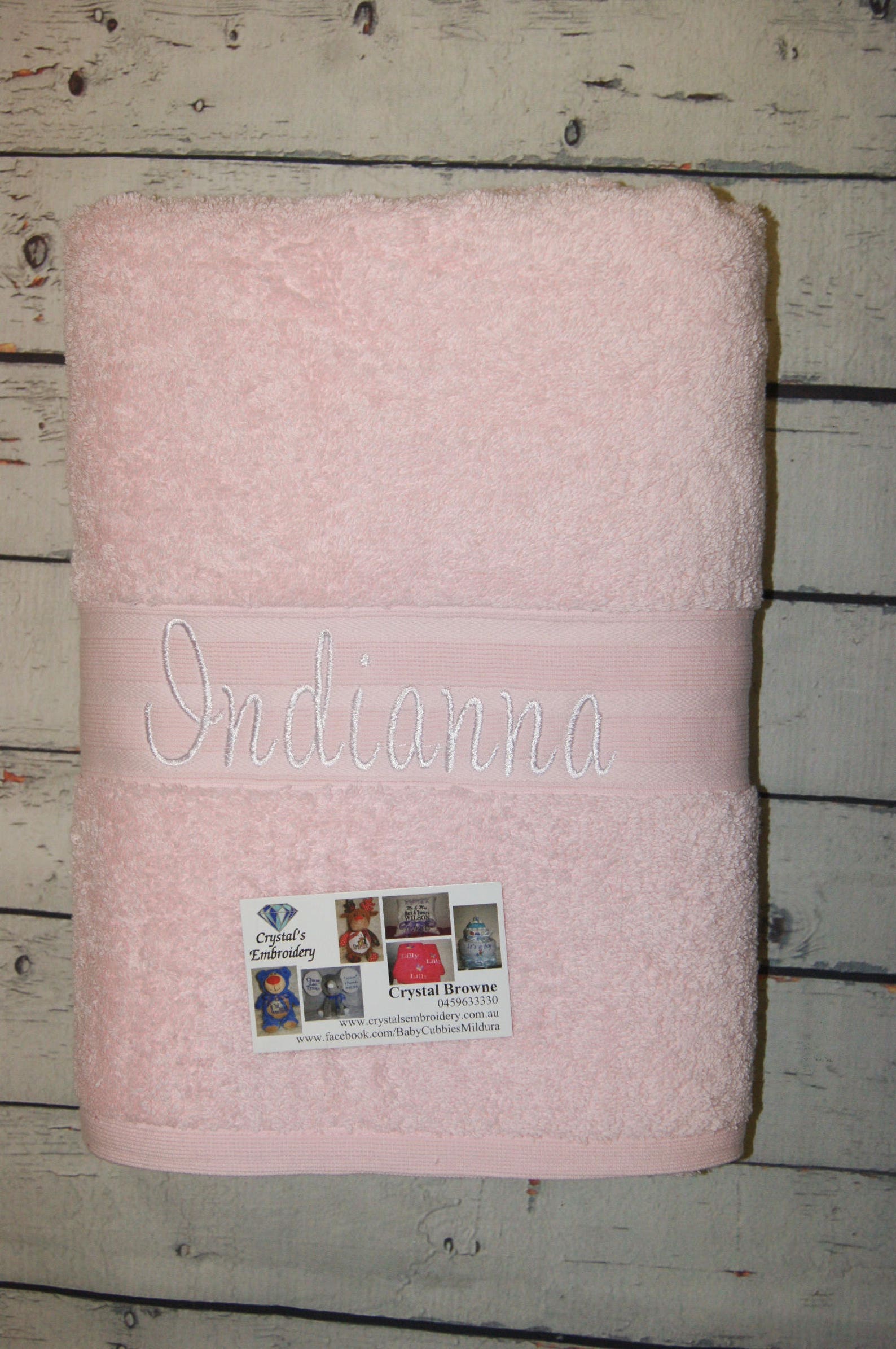 Pink Embroidered bath Towel personalised towel kid towel Etsy