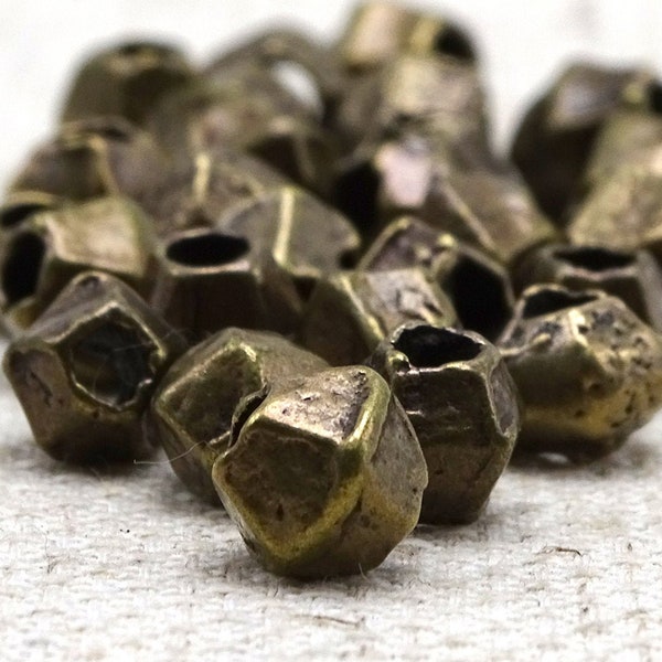 Solid Brass Vintage Kond Brass Beads Large Holes--8mm-11mm--10 Pcs | 26-BR1208A