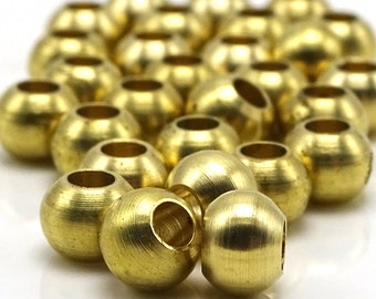 Solid Brass Round Brass Seamless Beads Raw Brass 1.5mm Hole 4 mm 100 Pcs