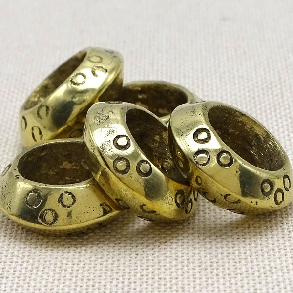 Large Solid Brass Impressed Saucer Beads Big Holes--18mm x 5mm--1 Pc | 20-BR5298