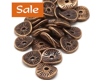 Copper Tone Curvy Pewter Spacers Nickel Free--9mm--28g (1 oz) Approx. 80 Pcs. SPECIAL VALUE | 37-666