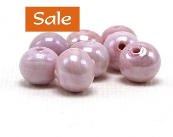 Opaque Pale Pink Murano Luster Glass Beads--Approx. 8mm--1 Pc. SALE | 32-LB805