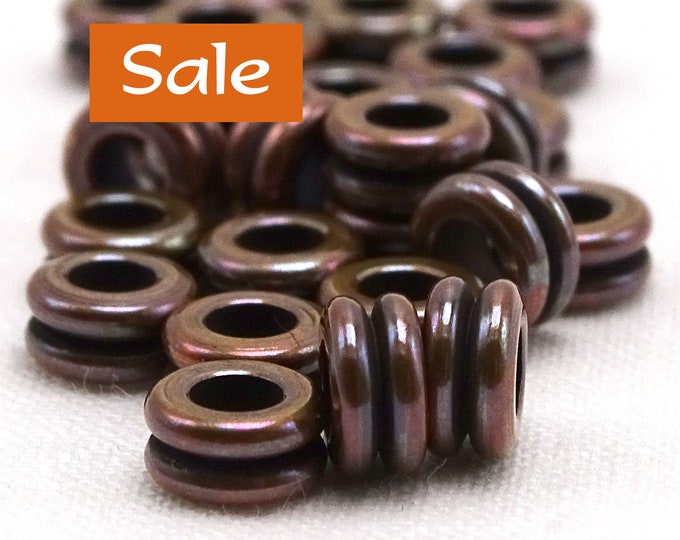 Small Bronze Tone Yoyo Spacer Beads Big Holes50 Pcs. CLEARANCE 38BZ63
