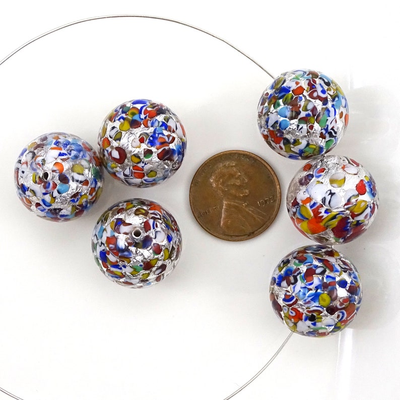 Big Murano Confetti Glass Beads With Sterling Silver Etsy