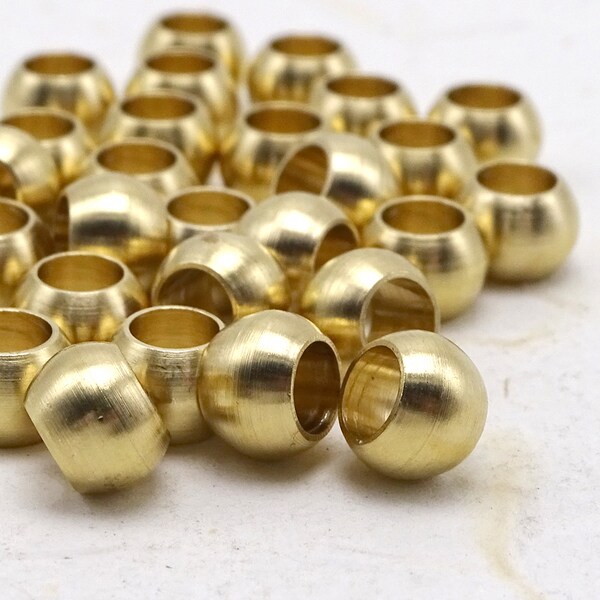 Brushed Matte Finish Solid Brass Beads Big Holes--10mm--20 Pcs | 38-BR106