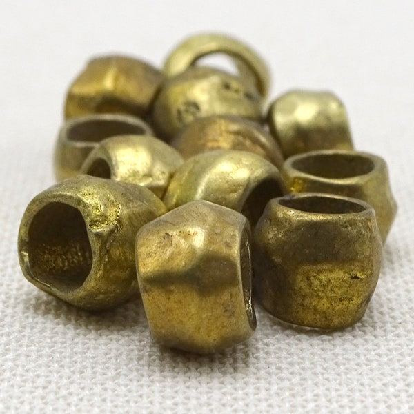 Rustic Large Hole Handmade Brass Beads--Approx. 12mm--10 Pcs | 20-BR5011