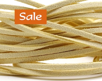 Cream Flat Microsuede Cord--2.5mm x 1.5mm--10 yds. (approx. 9 M)--SALE | 41-100-24