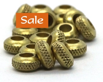 Textured Solid Brass Large Hole Spacers--7mm--50 Pcs. SALE | 38-BR93