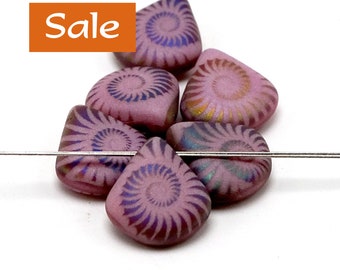 Czech Glass Matte Etched Spiral Drop Beads--Approx. 12mm x 11mm--12 Pcs. CLEARANCE | 23-BR852