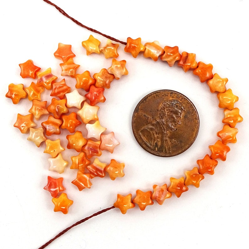 Petite Orange Spiny Oyster Star Beads6mm25 Pcs. SALE 47-4111 image 2