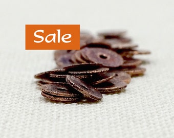 Small Thin Oxidized Copper Heishi Spacers--6mm--10g Approx. 95 pcs. SALE | 30-5074