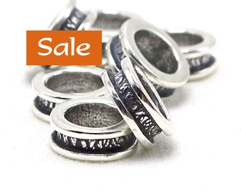 Large Hole Etched Band Sterling Silver Spacer--9mm--1 Pc. SALE | 44-BBS