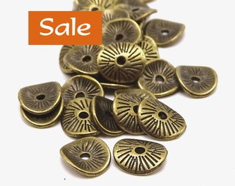 Brass Tone Curvy Pewter Spacers Nickel Free--9mm--28g (1 oz) Approx. 80 Pcs. ON SALE | 37-566