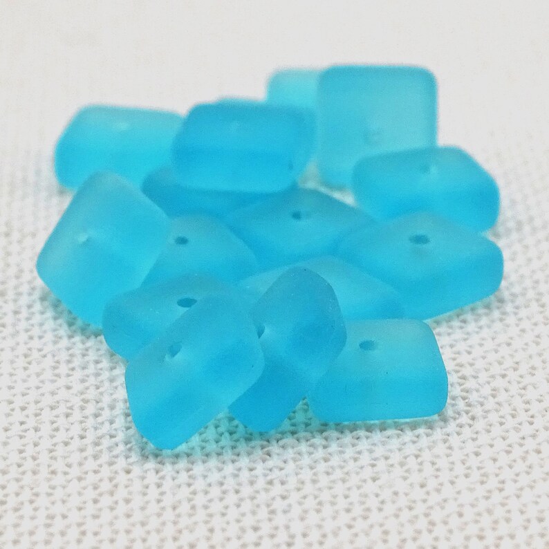 Aqua Matte Glass Offset Square Spacers--8mm x 3mm--20 Pcs 41-104-05