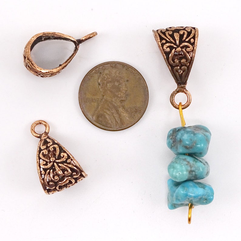 | 53-7636 Solid Copper Closed Loop Bail Lotus Flower Pattern--21mm L --1 Pc 78