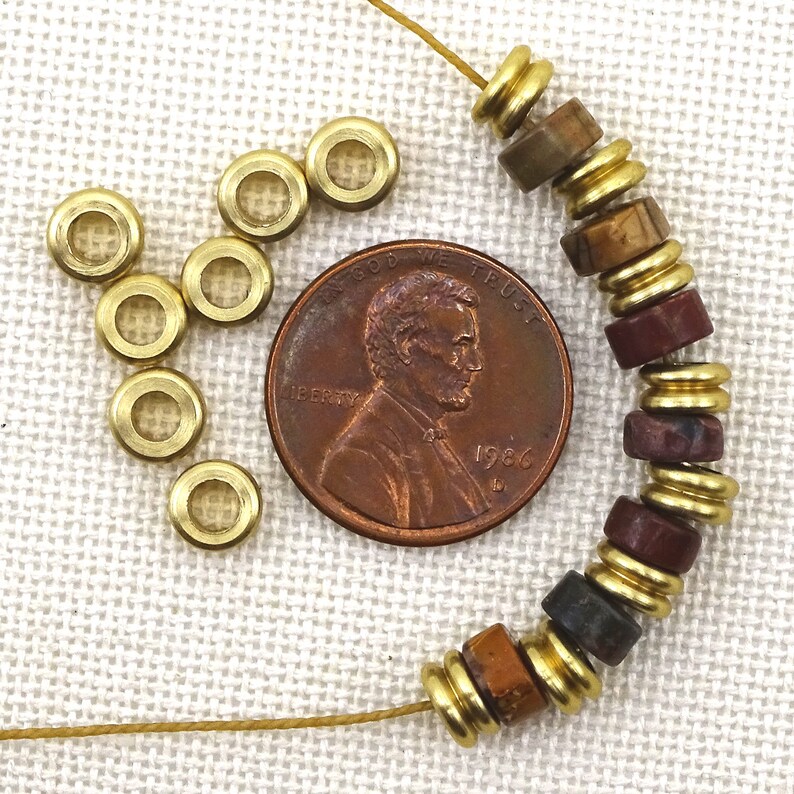 Small Solid Brass Yoyo Spacer Beads Large Holes6mm50 Pcs. Etsy