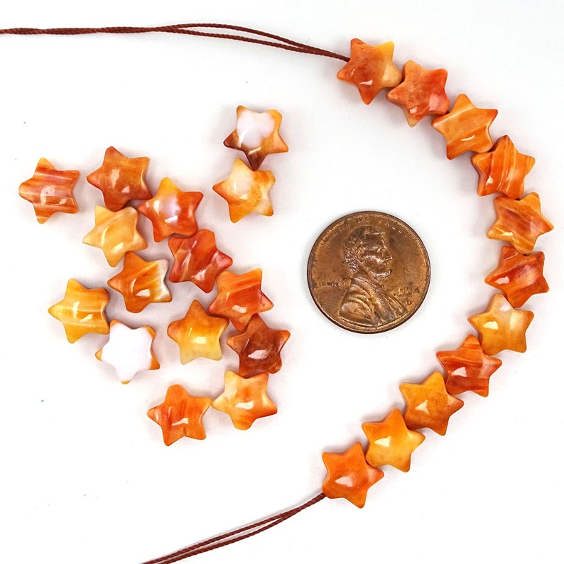 Orange Spiny Oyster Star Beads10mm25 Pcs. SALE 47-4115 image 2